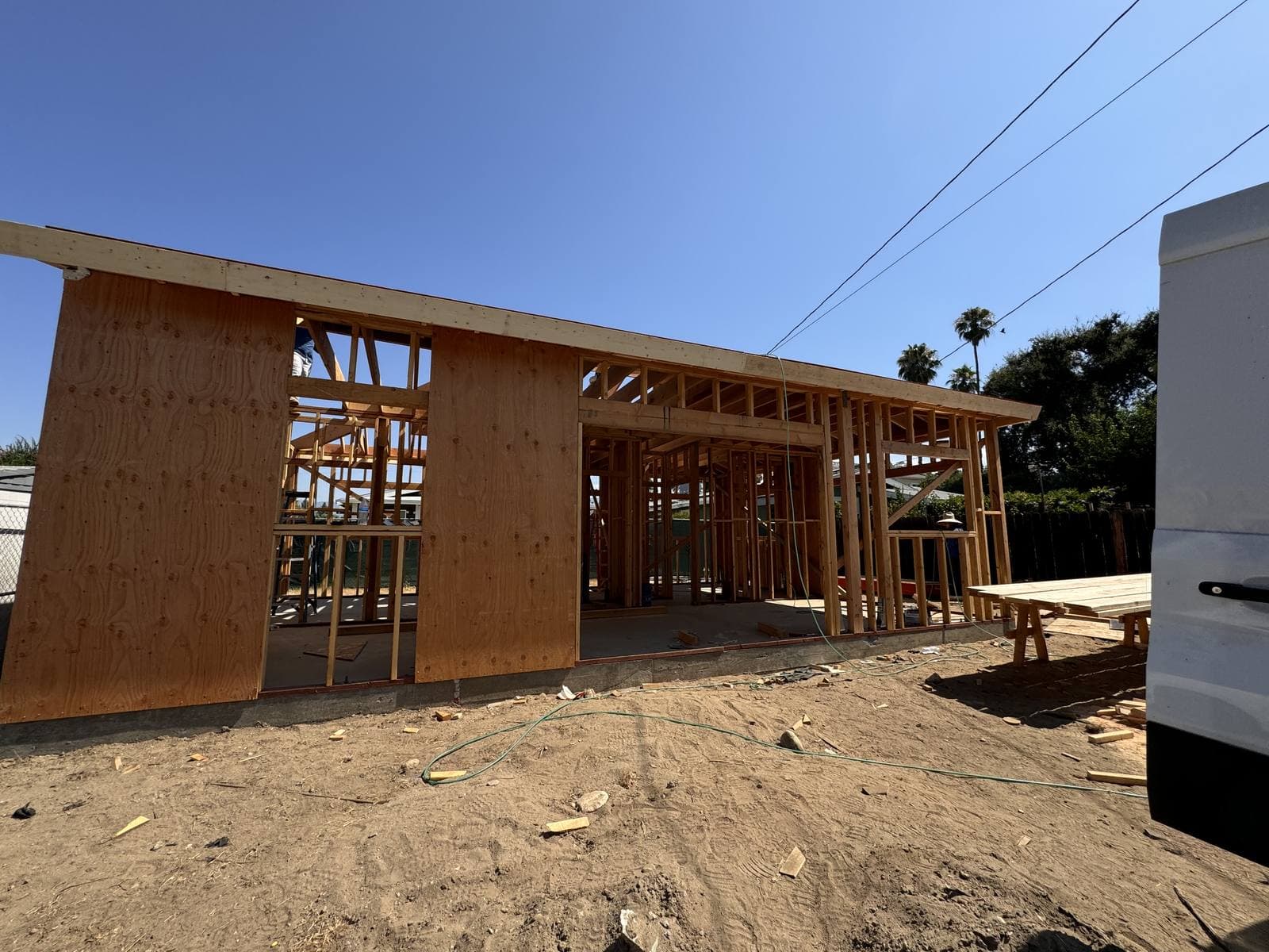 MJ Remodel job photo from an ADU completed in Redlands, CA: wood framing and sheathing