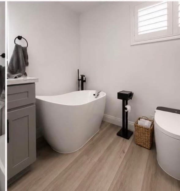 Freestanding tub in a finished bathroom